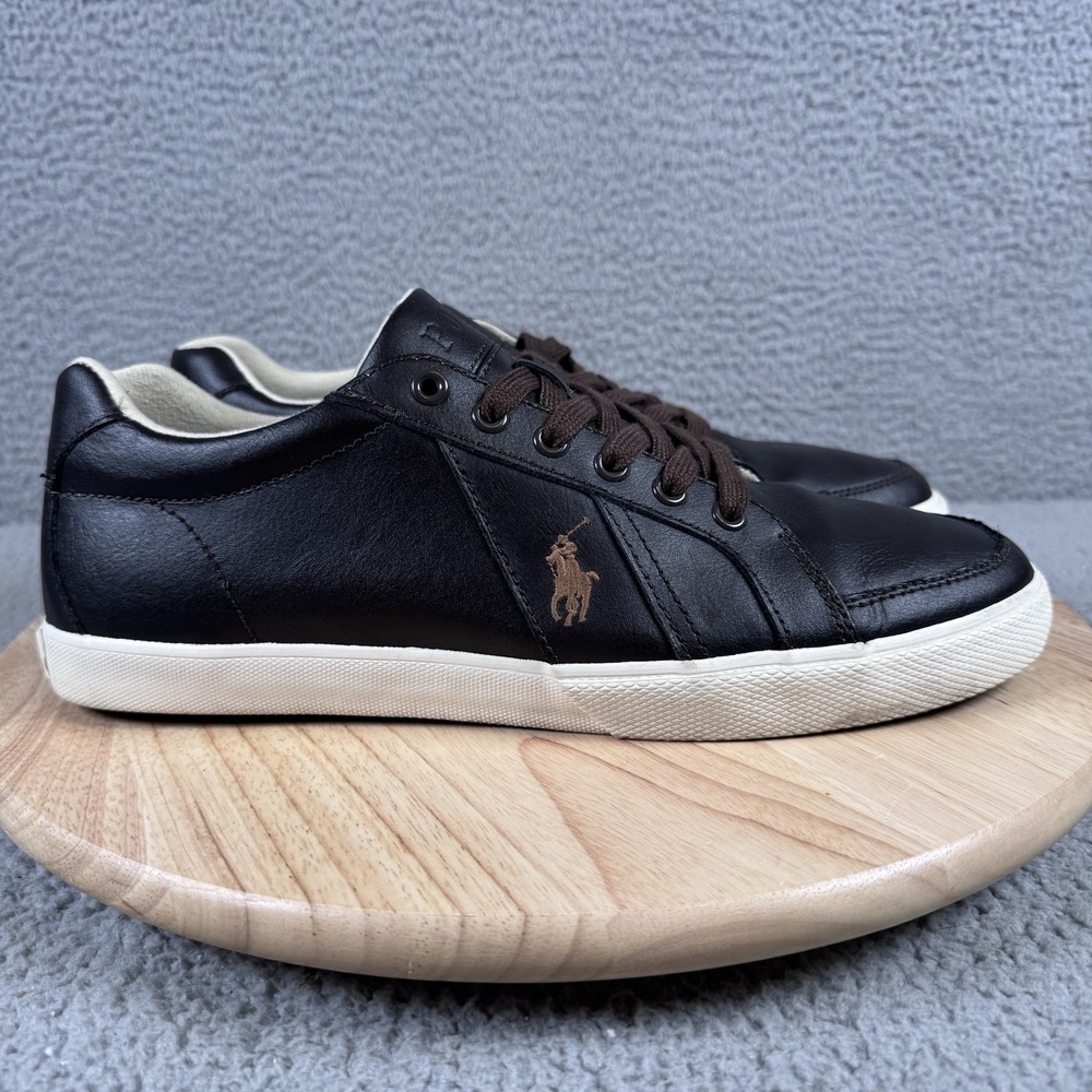 Polo Ralph Lauren Hugh Mens Size 12 D Chocolate Leather Lace up Sneakers Preppy